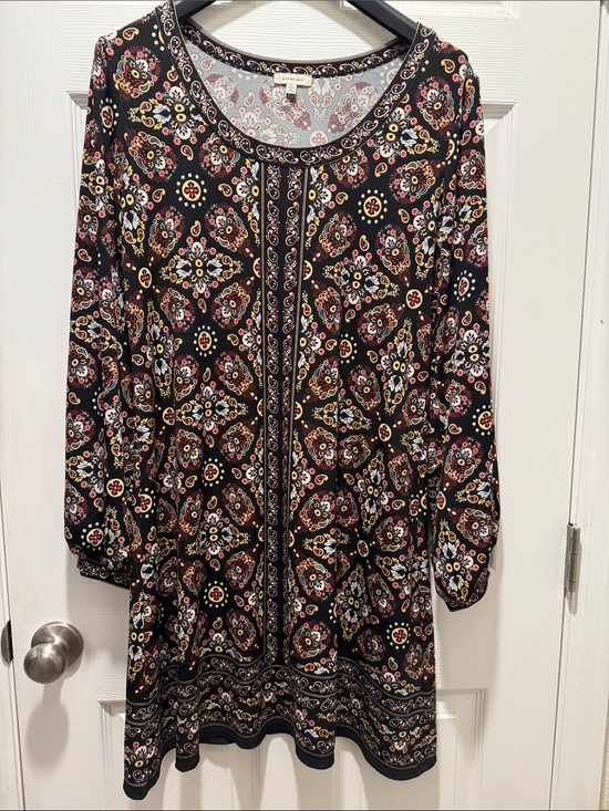 Max Studio Dresses & Skirts - Max Studio Black Floral Paisley Tunic Dress with Multicolor Accents